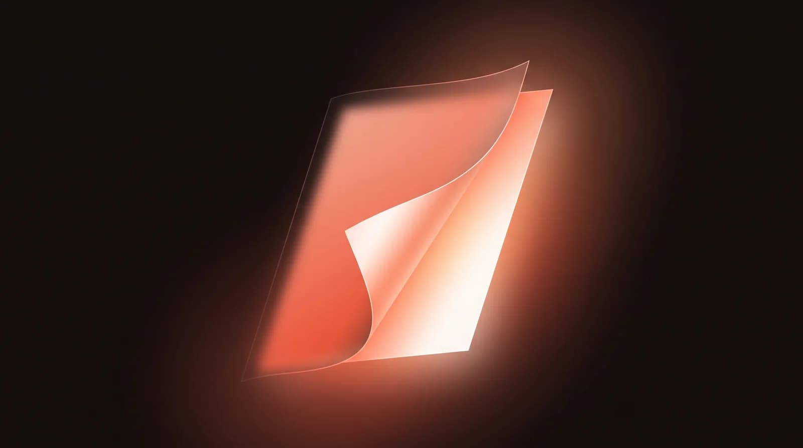 A single large blank sheet with its outer margin peeling away to reveal a smaller, brighter page beneath.