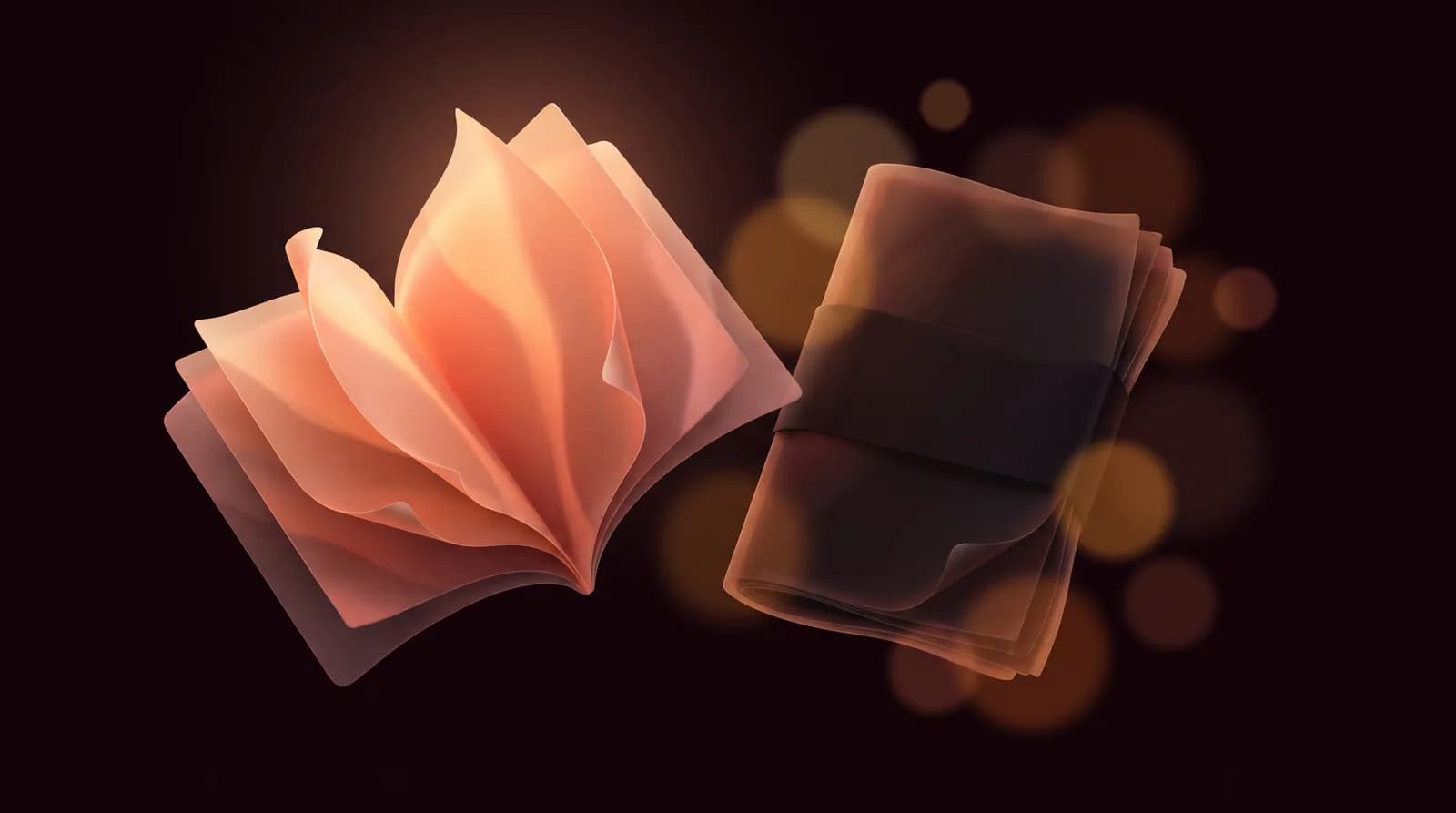 Two blank sheets under different light — one open and softly lit, one still sealed inside a band of shadow that does not yield.