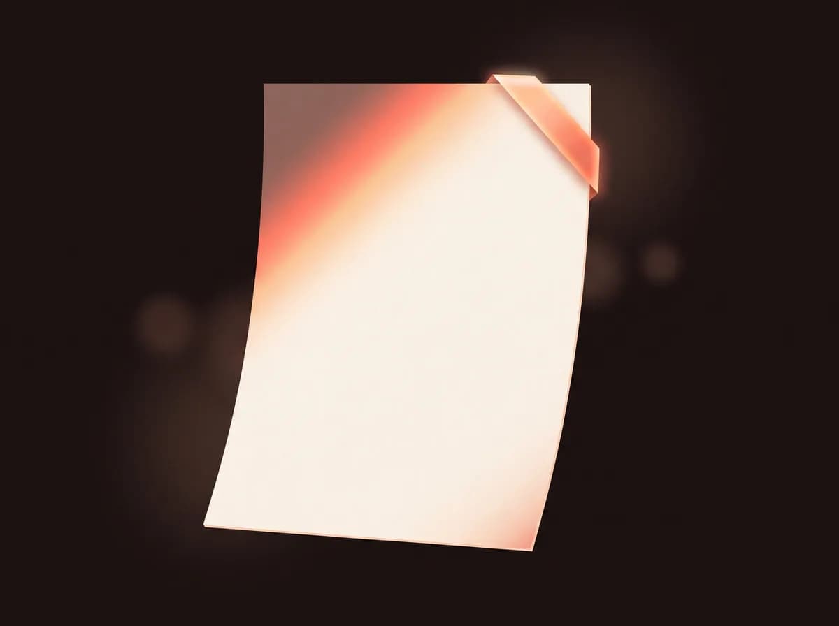 Illustration of PDF Tools: a sheet crossed by a diagonal band of light with a glowing clasp at one corner.